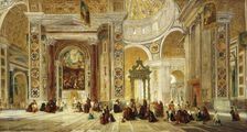 Interior of St Peter's, Rome 1824-1885. Artist: John Scarlett Davis