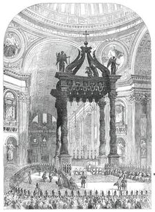 Interior of St. Peter's - the Pope at the Grand Altar, 1850. Creator: Unknown