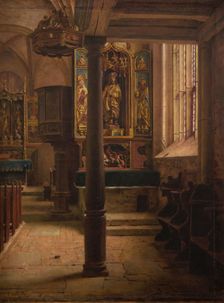 Interior of St Wolfgang's Church in Rothenburg, 1896. Creator: Aleksander Gierymski