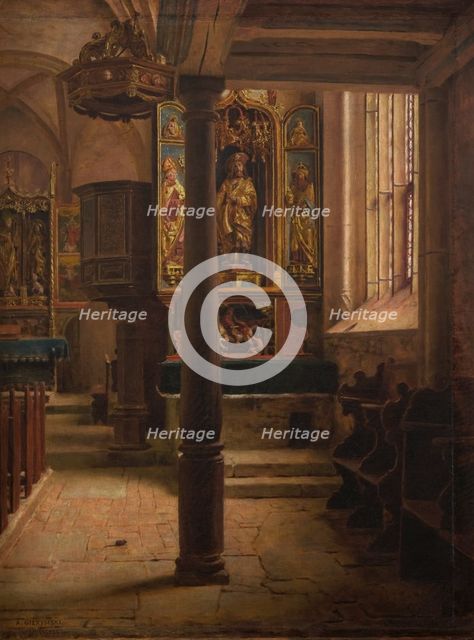 Interior of St Wolfgang's Church in Rothenburg, 1896. Creator: Aleksander Gierymski.
