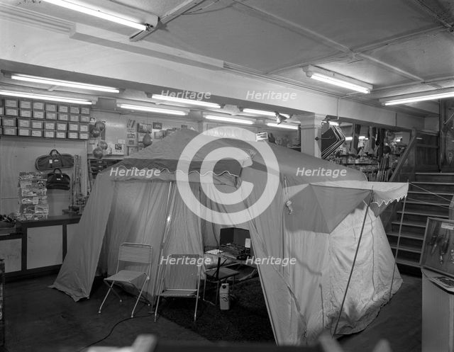 Interior of Sugg Sports shop, Sheffield, South Yorkshire, 1961. Creator: Michael Walters.