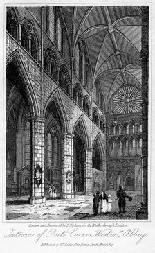 Interior of Poets Corner, Westminster Abbey, London, 1817.Artist: Thomas Higham