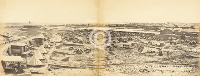 Interior of Pehtang Fort Showing Probyn's Horse, August 1, 1860, 1860. Creator: Felice Beato.