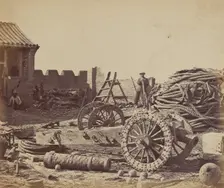 Interior of Pehtang Fort Showing the Magazine and Wooden Gun, August 1, 1860, 1860. Creator: Felice Beato