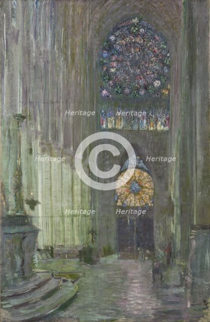Interior of Reims Cathedral, c1892. Creator: Helleu, Paul César (1859-1927).