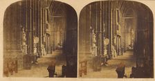 Interior of Westminster Abbey; North Aisle of The Nave, looking West, from the South..., about 1860. Creator: Victor A Prout