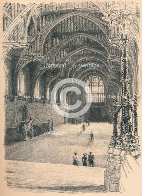 'Interior of Westminster Hall, Westminster Palace', 1902. Artist: Thomas Robert Way.