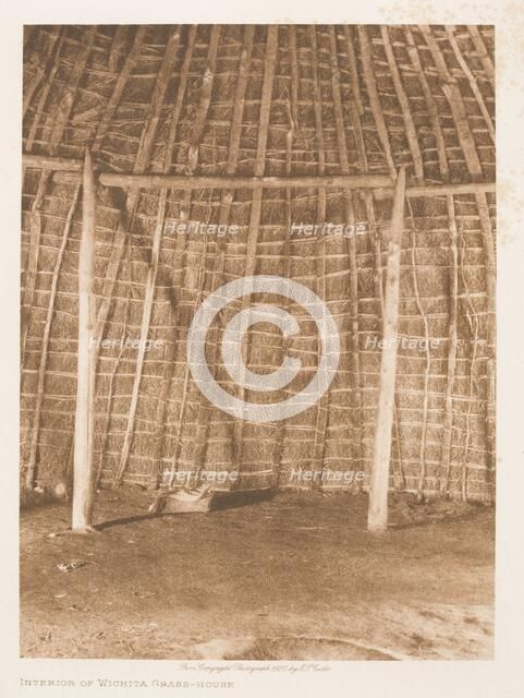 Interior of Wichita grass-house, 1927. Creator: Edward Sheriff Curtis.