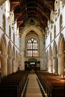 Interior of Wimborne Minster, Dorset. Creator: Peter Thompson