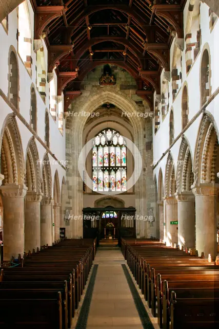 Interior of Wimborne Minster, Dorset.  Creator: Peter Thompson.