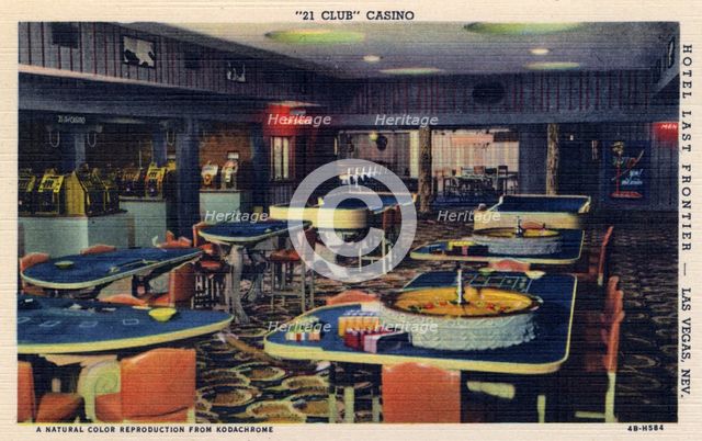 Interior of the '21 Club' casino, Las Vegas, Nevada, USA, 1944. Artist: Unknown