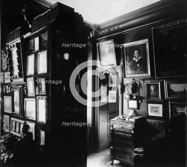 Interior of the Museum of the author and Historian Alexander Onegin in Paris, 1920s.  Artist: Anon