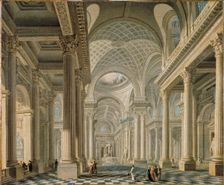 Interior of the Madeleine church after the project of Contant d'Ivry, c1763. Creator: Pierre-Antoine Demachy
