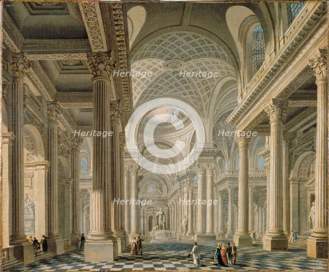 Interior of the Madeleine church after the project of Contant d'Ivry, c1763. Creator: Pierre-Antoine Demachy.