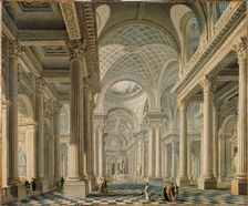 Interior of the Madeleine church after the project of Contant d'Ivry, c1763. Creator: Pierre-Antoine Demachy