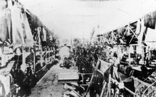 Interior of the main pavilion at the first Queensland Intercolonial Exhibition, 1876. Creator: Unknown