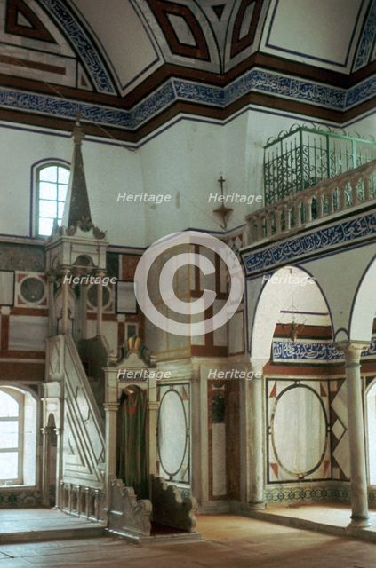 Interior of the mosque at Acre. Artist: Unknown