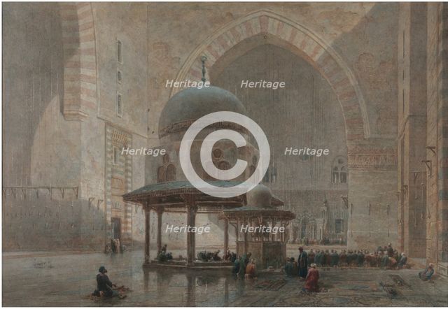 Interior of the Mosque-Madrassa of Sultan Hassan in Cairo. Artist: Goodall, Edward (1795-1870)