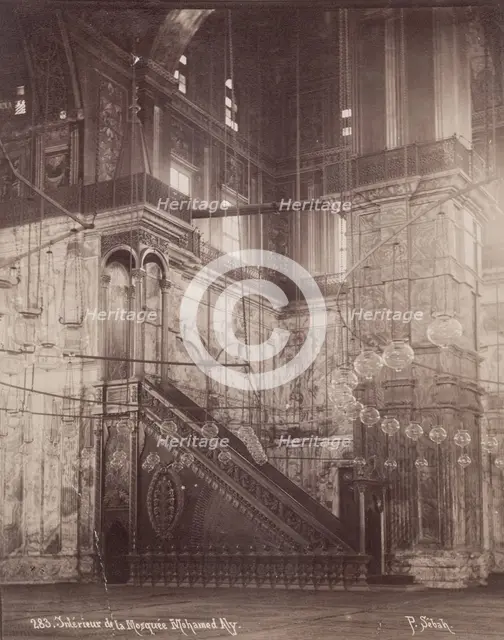 Interior of the Mosque of Mohammed Ali, Cairo, 19th century. Creator: Pascal Sébah.