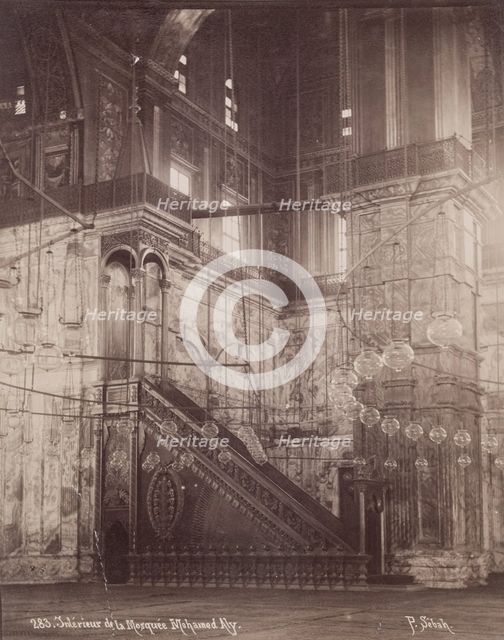 Interior of the Mosque of Mohammed Ali, Cairo, 19th century. Creator: Pascal Sébah.