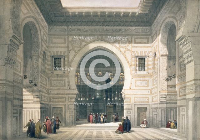 Interior of the Mosque of Sultan Hassan, Cairo, Egypt, 19th century. Creator: David Roberts.