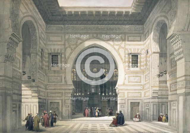 Interior of the Mosque of Sultan Hassan, Cairo, Egypt, 19th century. Artist: David Roberts