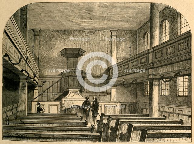 'Interior of the Moravian Chapel in Fetter Lane', 1897. Creator: Unknown.