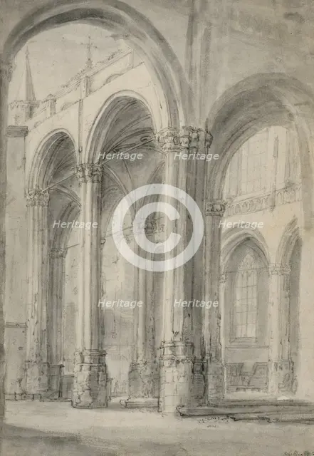 Interior of the new church in Amsterdam after the fire of 1645. Creator: Willem Schellinks.