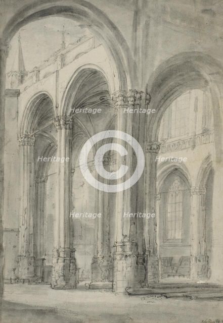 Interior of the new church in Amsterdam after the fire of 1645. Creator: Willem Schellinks.