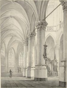 Interior of the Nieuwe Kerk in Delft, 1824. Creator: Johannes Jelgerhuis