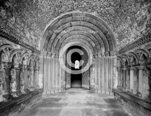 Interior of the north porch of Southwell Minster, Nottinghamshire, c1860-c1922. Artist: Henry Taunt.