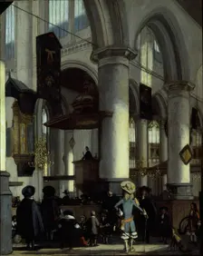 Interior of the Oude Kerk, Delft, c. 1680. Creator: Emanuel de Witte
