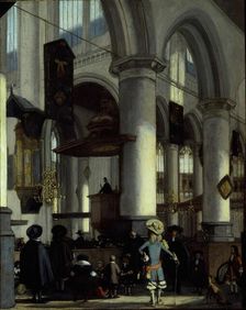 Interior of the Oude Kerk, Delft, c. 1680. Creator: Emanuel de Witte