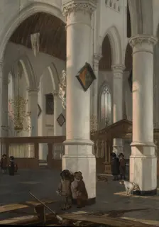 Interior of the Oude Kerk, Delft, probably 1650. Creator: Emanuel de Witte