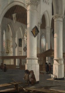 Interior of the Oude Kerk, Delft, probably 1650. Creator: Emanuel de Witte