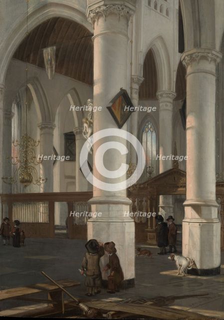 Interior of the Oude Kerk, Delft, probably 1650. Creator: Emanuel de Witte.