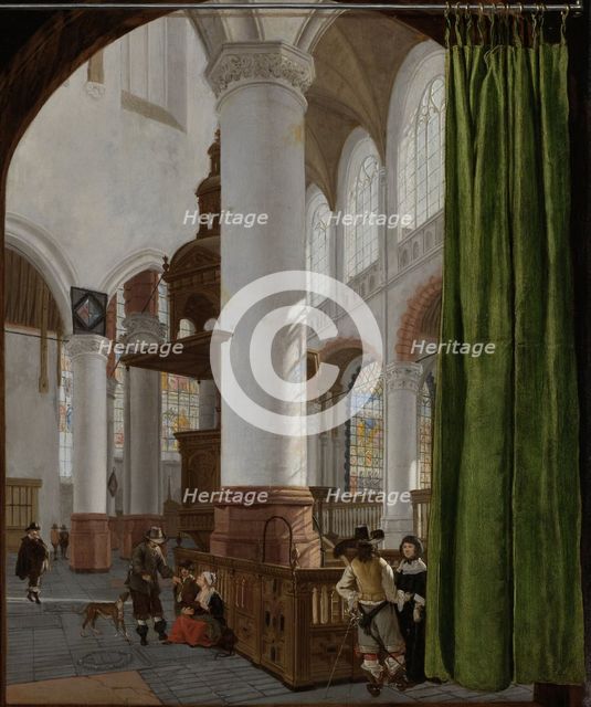 Interior of the Oude Kerk in Delft, 1654. Artist: Houckgeest, Gerard (ca. 1600-1661)