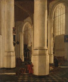 Interior of the Oude Kerk in Delft, with the Tomb of Vice-Admiral Pieter Pietersz Heijn, c.1650. Creator: Gerard Houckgeest