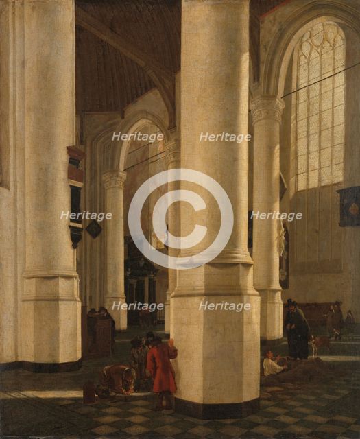 Interior of the Oude Kerk in Delft, with the Tomb of Vice-Admiral Pieter Pietersz Heijn, c.1650. Creator: Gerard Houckgeest.