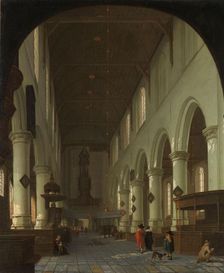 Interior of the Oude Kerk in Delft from the Choir toward the Portal, 1660-1690. Creator: Cornelis de Man