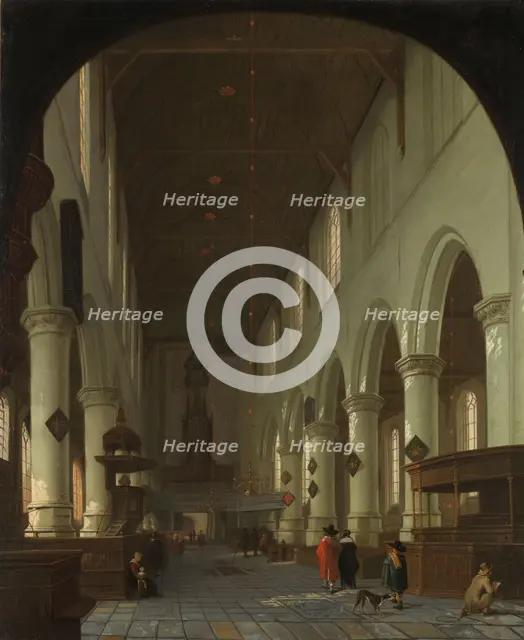 Interior of the Oude Kerk in Delft from the Choir toward the Portal, 1660-1690. Creator: Cornelis de Man.
