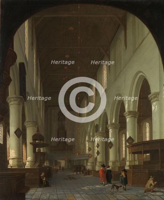 Interior of the Oude Kerk in Delft from the Choir toward the Portal, 1660-1690. Creator: Cornelis de Man.