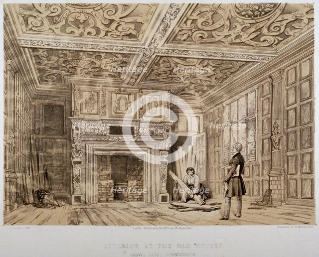 Interior of the Old House, Gravel Lane, City of London, 1840. Artist: Anon