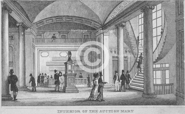 Interior of the Auction Mart in Bartholomew Lane, City of London, 1835. Artist: Anon