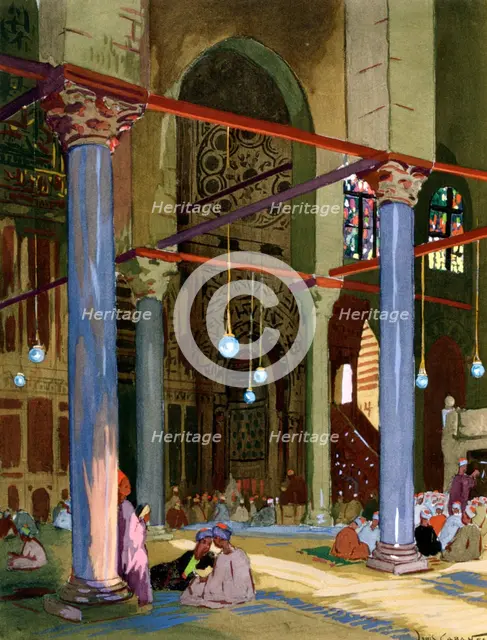 Interior of the al-Mu'ayyad Mosque, Cairo, Egypt, 1928. Artist: Louis Cabanes
