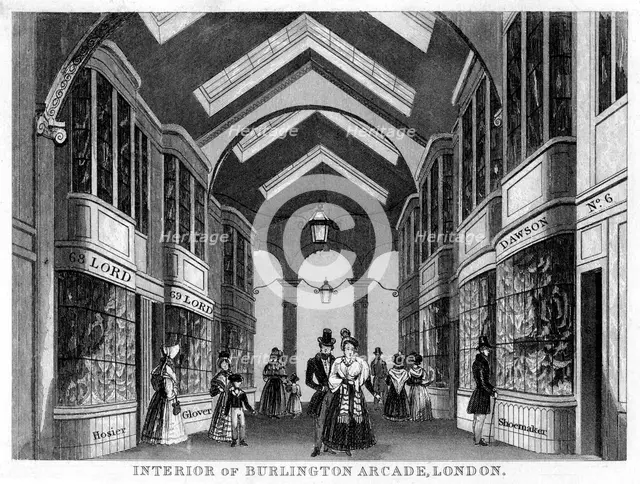 Interior of the Burlington Arcade, Westminster, London, 19th century. Creator: Unknown.