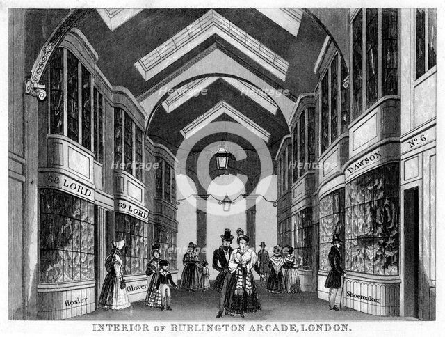 Interior of the Burlington Arcade, Westminster, London, 19th century. Creator: Unknown.