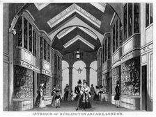 Interior of the Burlington Arcade, Westminster, London, 19th century. Creator: Unknown