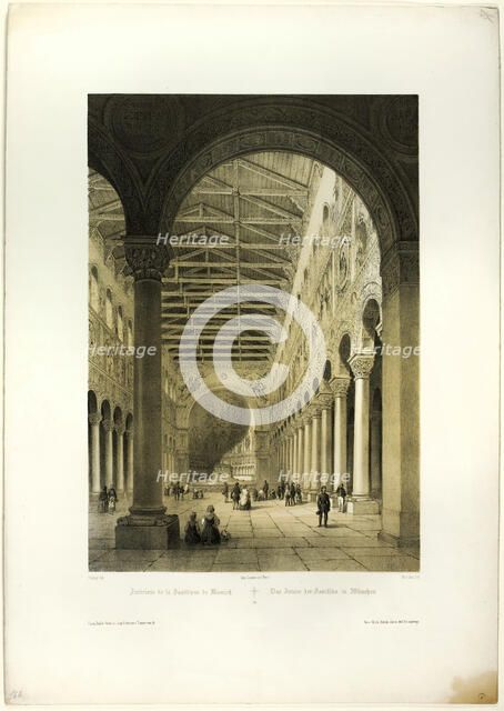 Interior of the Basilica of Munich, plate 70 from Allemande, 1844. Creator: Adrien Dauzats.