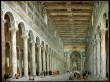 Interior of the Basilica of St Paul Outside the Walls in Rome c1750. Artist: Giovanni Paolo Panini